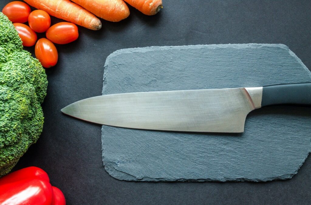 Kitchen Knife with Vegetables