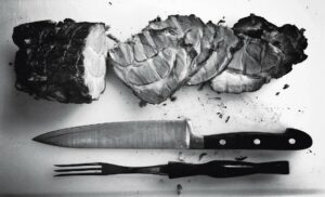 Roast Meat with Knife