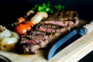 Serrated Knife with Food Items